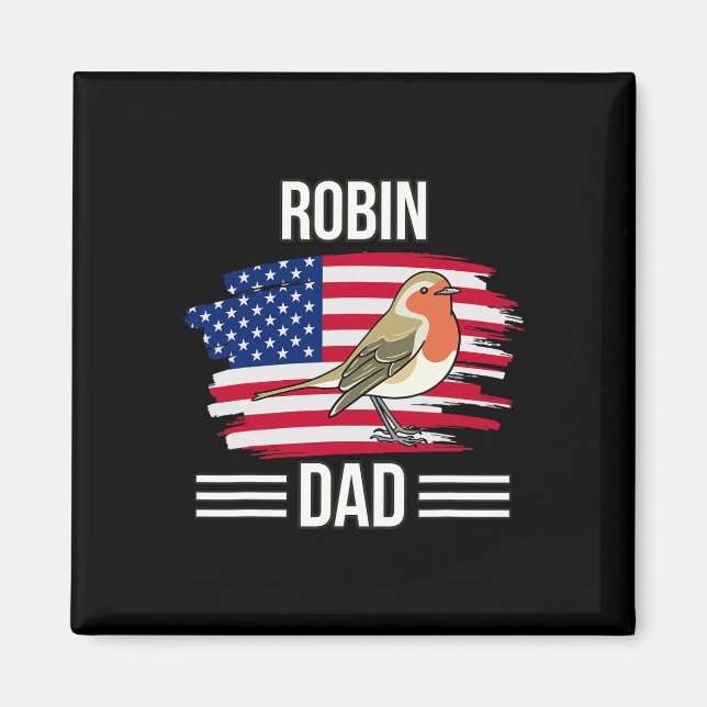 Bird US Flagga 4:e juli Fars dag Robin Pappa Magnet (Framsidan)