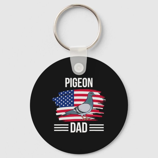 Bird US Flagga 4 juli Fars dag Pigeon Pappa Nyckelring (Framsida)