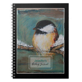 Bird Watcher Birkling Journal with Chickadee Art Anteckningsbok