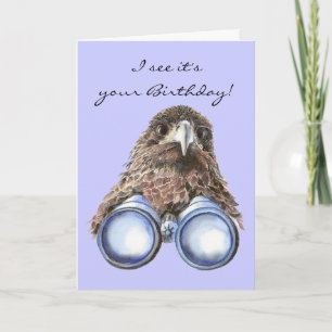Bird Watcher Birthday Animal Humor Över Backe Kort