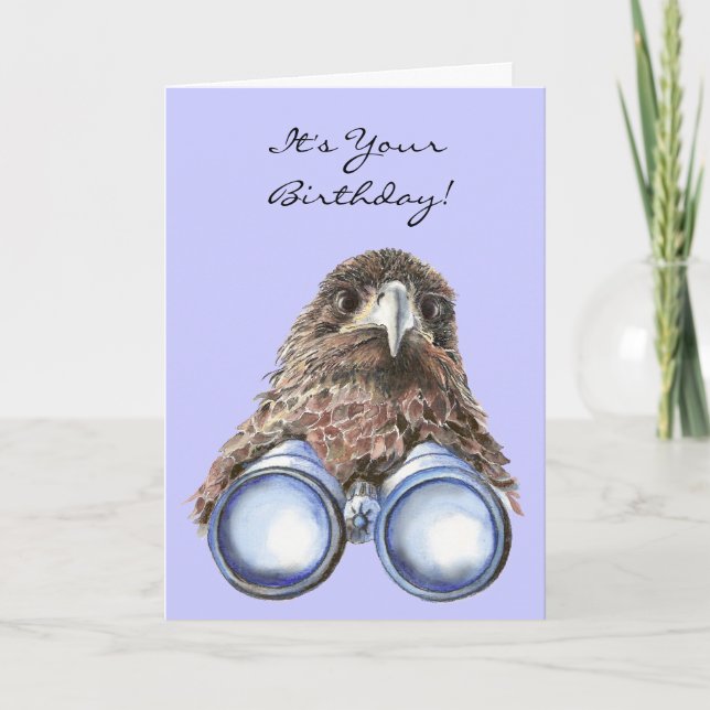 Bird Watcher Birthday Animal Humor Över Backe Kort (Framsida)