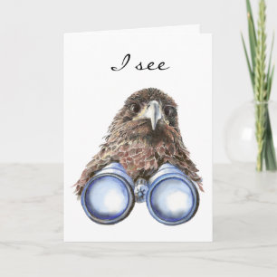 Bird Watcher Birthday Animal Humor vattenfärg Kort