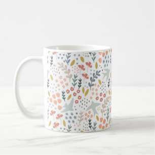 Bird Watcher Gift Blue Bird Älskare Blommigt Birth Kaffemugg