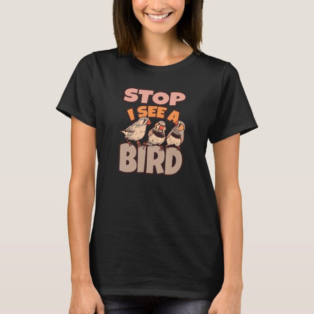 Bird Watching Binoculars Bird Species T Shirt (Framsida)