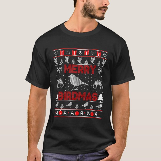 Bird Watching Birdmas Ugly Sweater F T Shirt (Framsida)