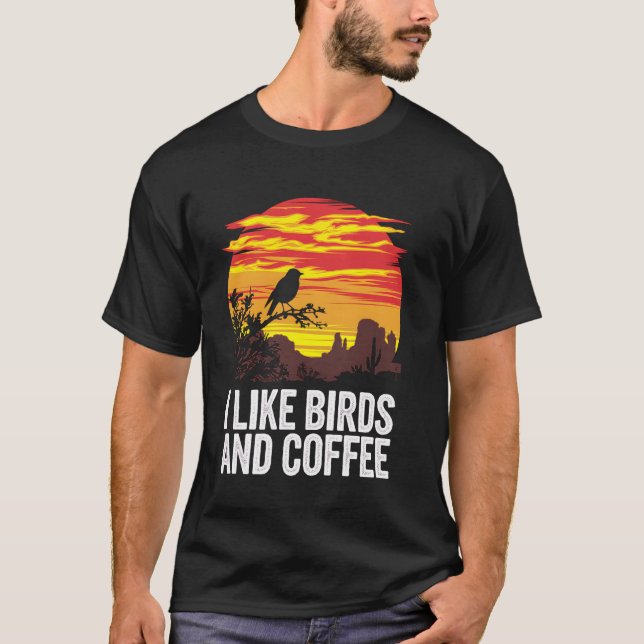 Bird Watching Coffee Arizona Desert Sunset Bird Lo T Shirt (Framsida)