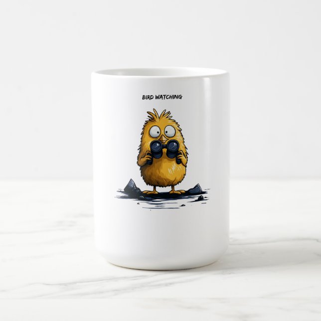 Bird Watching Funny Cartoon Character Ironic Humor Kaffemugg (Center)