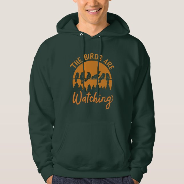 Bird Watching Spies Conspiracy Theorist Hoodie (Framsida)