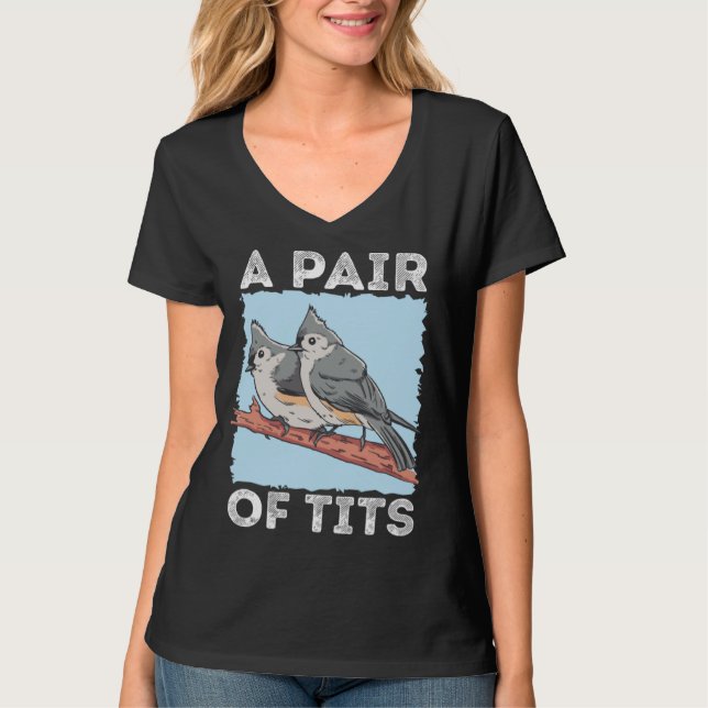 bird watching Titmouse T Shirt (Framsida)