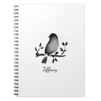 Bird watercolor black white saturated anteckningsbok