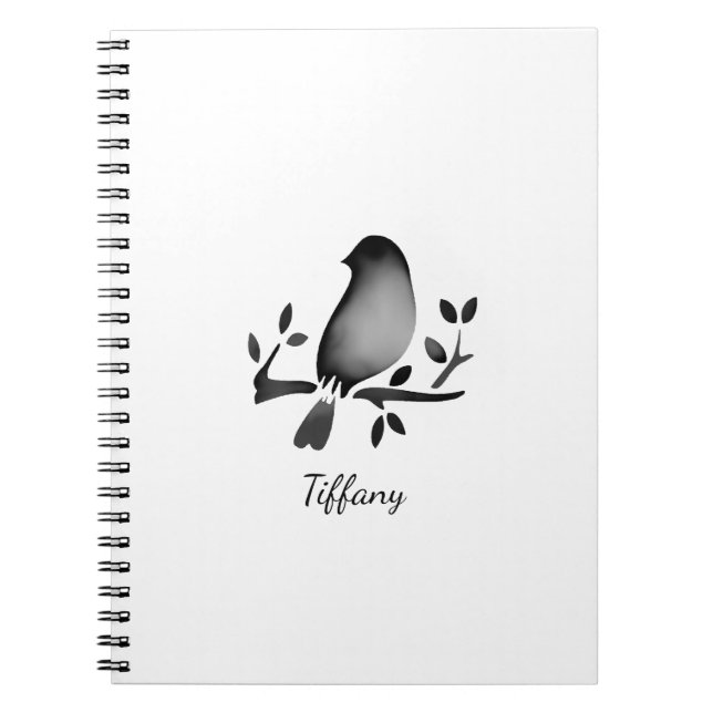 Bird watercolor black white saturated anteckningsbok (Framsidan)