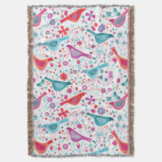 Bird Watercolor Blommigt Boho Filt