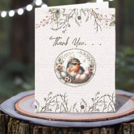 Bird Watercolor Folded Thank You Card Tack Kort