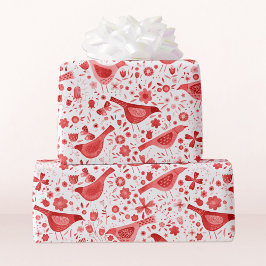 Bird Watercolor Red-Helgdagar Jul Presentpapper