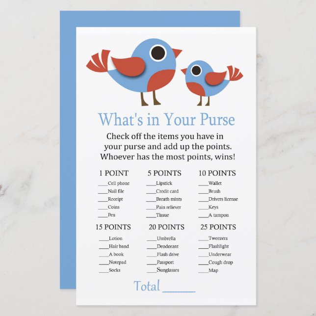 Bird What's in your purse match babydusch (Fram/baksida)