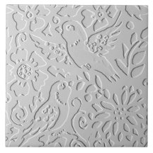 Bird White Grått Black Embossed Woodland Animal