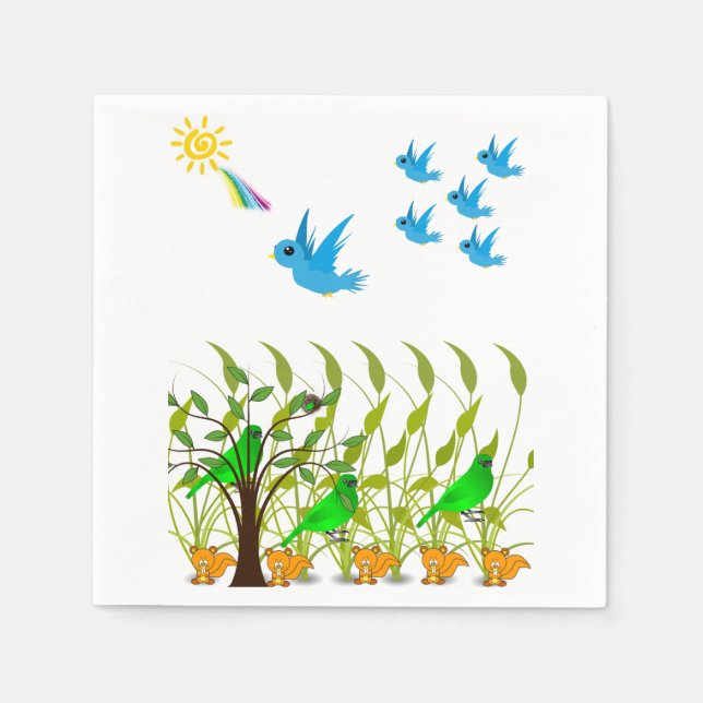 Bird Wildlife Napkin Pappersservett (Framsidan)
