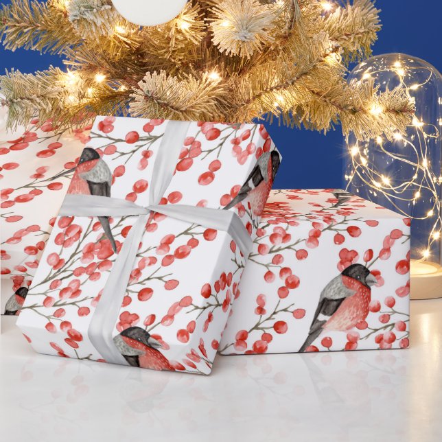 Bird Winter Berry Woodland God jul Presentpapper (Helgdagar)