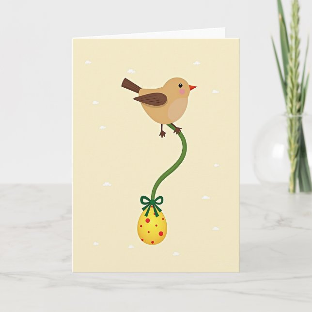 Bird With Polka Dot Egg Design Card Kort (Framsida)