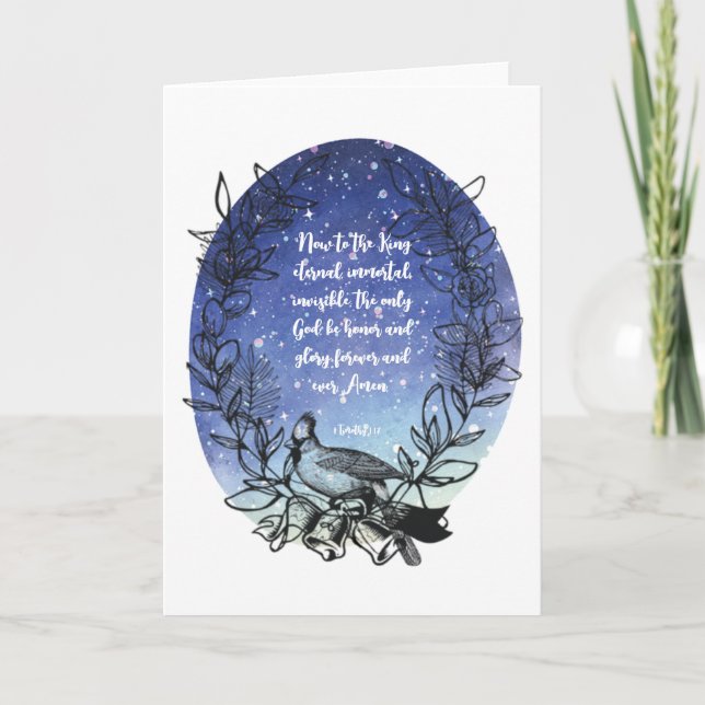 Bird, Wreathe, Watercolor Scripture Art Tack Kort (Framsida)