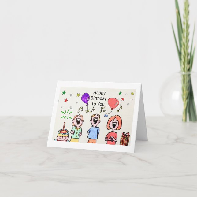 BIRDAGKORT - SINGER GRATTIS PÅ FÖDELSEDAGEN TILL D KORT (Framsida)