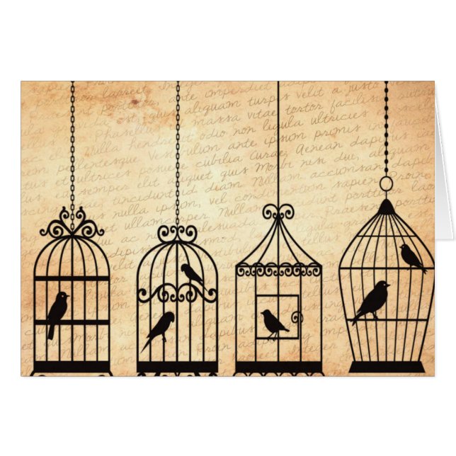 Birdcage Silhouettes Hälsningskort (Framsidan Horizontal)