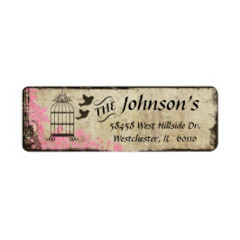Birdcage Vintage Return-adressetikett Rosa Returadress Etikett