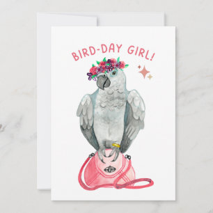 Birdday Girl African Grått Parrot Bird Älskare Bir Julkort