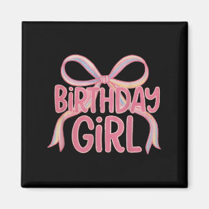 Birdday Girl Ribbon with Cute Bow Party Magnet