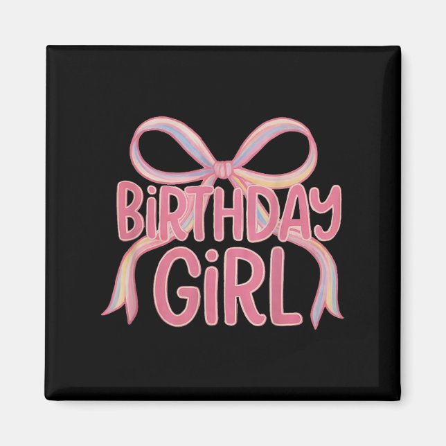 Birdday Girl Ribbon with Cute Bow Party Magnet (Framsidan)
