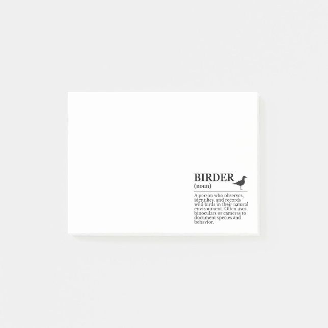 Birder definition - wild bird observer post-it block (Framsida)