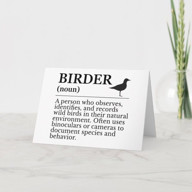 Birder definition - wild bird observer tack kort (Framsida)