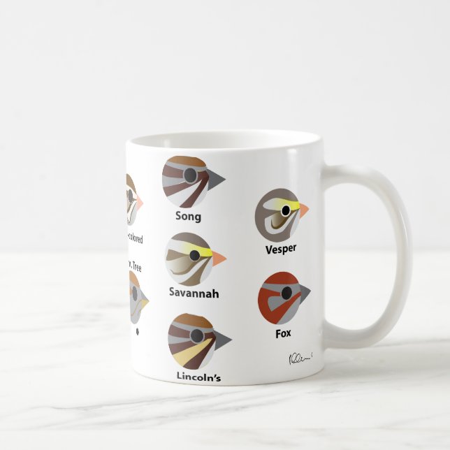 BirdFace Sparrowsmugg (med etiketter) Kaffemugg (Höger)