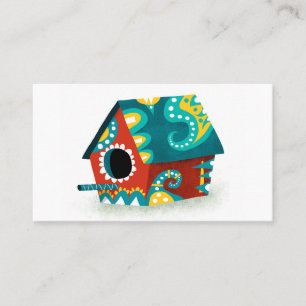 Birdhouse-Affärskort - Red White Guld Aqua Visitkort