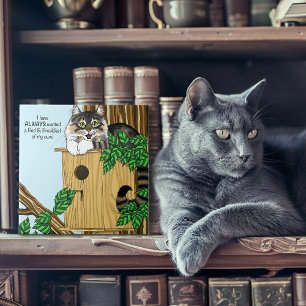 Birdhouse Bed Breakfast Cat Kakelplatta