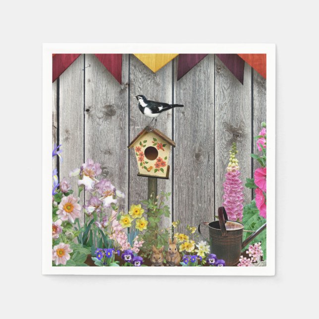 Birdhouse-Blomsterträdgård Pappersservett (Framsidan)
