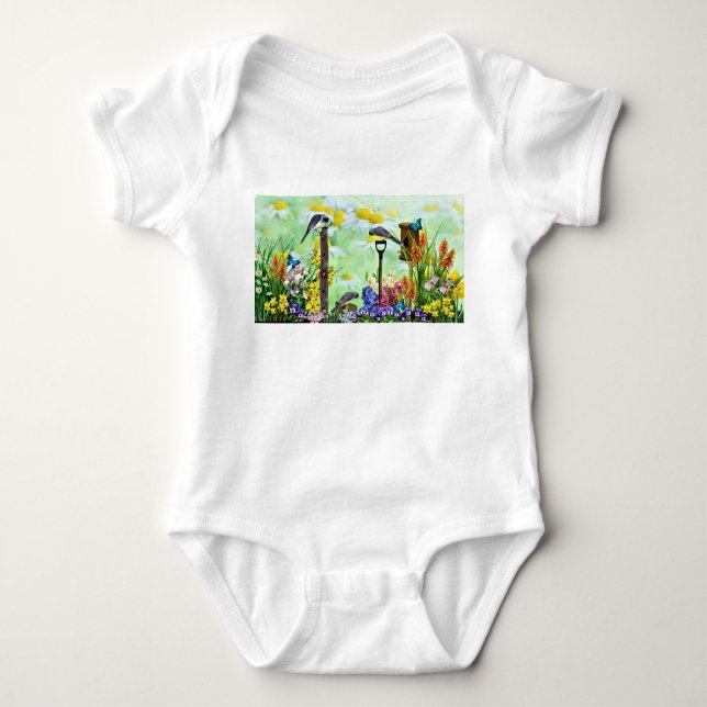 Birdhouse-Blomsterträdgård T Shirt (Framsida)