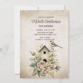 Birdhouse Botanical Nature 75:e Birthday Inbjudningar