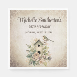 Birdhouse Botanical Nature 75:e Birthday Pappersservett