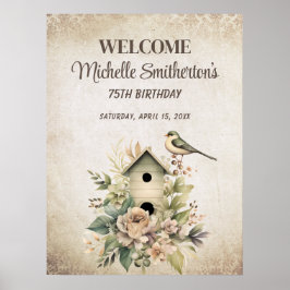 Birdhouse Botanical Nature 75:e Birthday Poster