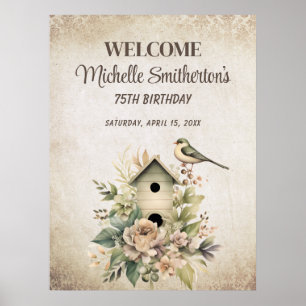 Birdhouse Botanical Nature 75:e Birthday Poster