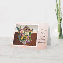 Birdhouse Bouquet - Birthday Card Kort