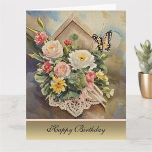 Birdhouse Bouquet - födelsedagskort Kort