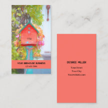 Birdhouse Rustic Red Grönt Teal Fine Art Land