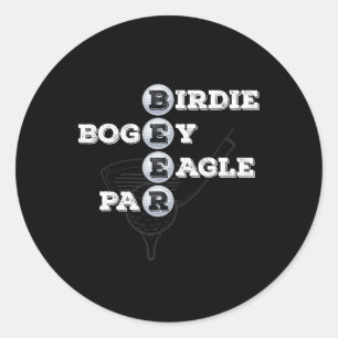 Birdie Bogey Eagle Par Beer Golf Boll Funny Golfer Runt Klistermärke