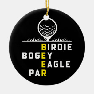 Birdie Bogey Eagle Par Beer Golfers Funny Golfing Julgransprydnad Keramik