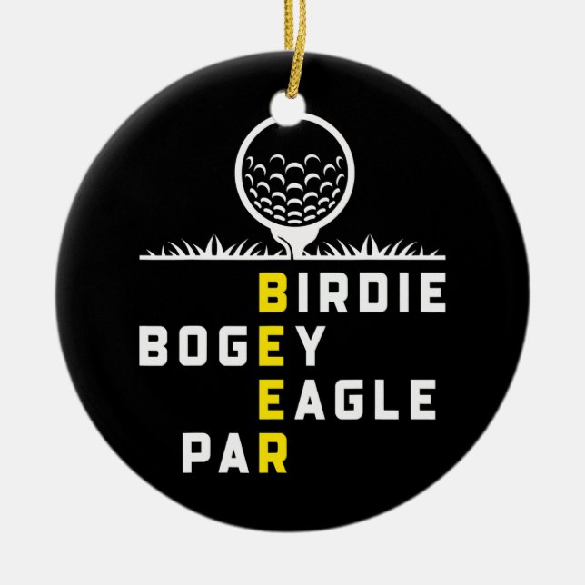 Birdie Bogey Eagle Par Beer Golfers Funny Golfing Julgransprydnad Keramik (Framsidan)