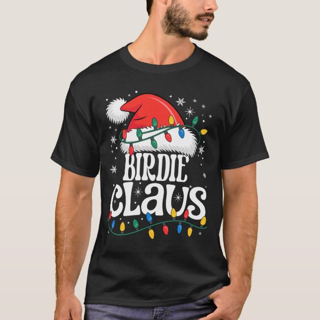 Birdie Claus Funny Xmas Christmas Grandma Holiday  T Shirt (Framsida)