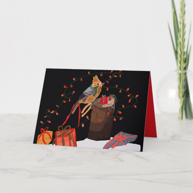 Birdie customizable holiday  card kort (Framsida)
