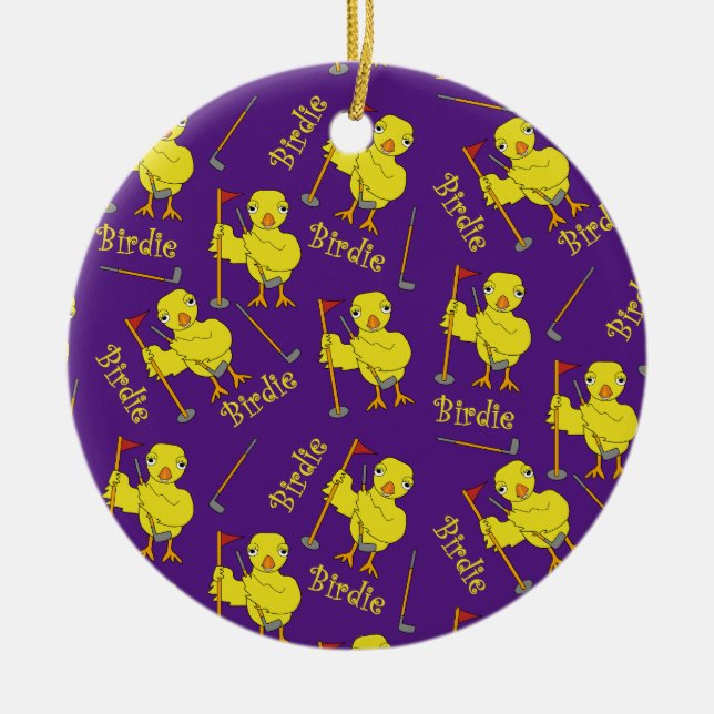 Birdie Golfer Chick Julgransprydnad Keramik (Framsidan)